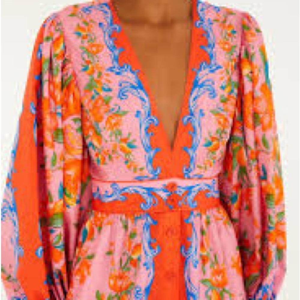 FARM Rio Pink Orange Floral Mini Dress - Picture 4 of 14